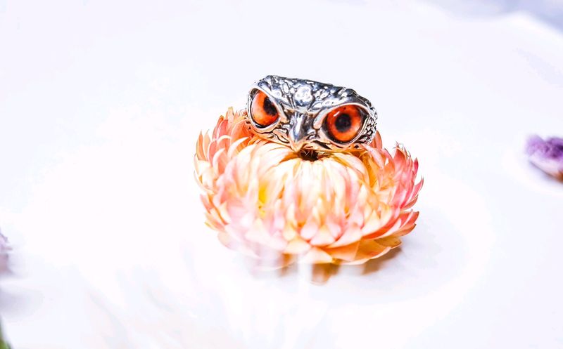 Orange Eye Owl Ring