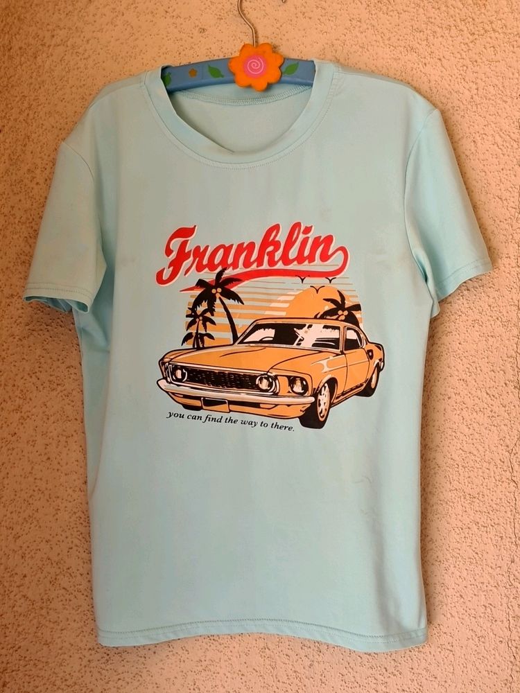 T Shirt For M Size Women Cyan Color