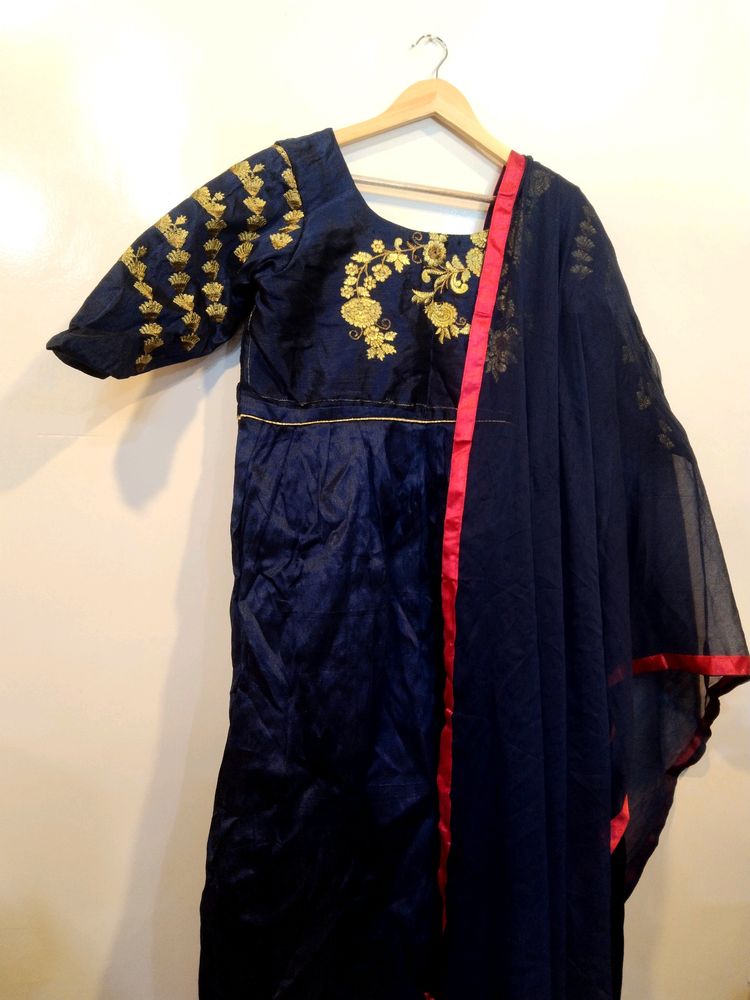 Navy Blue Embroidered Gown(Women)