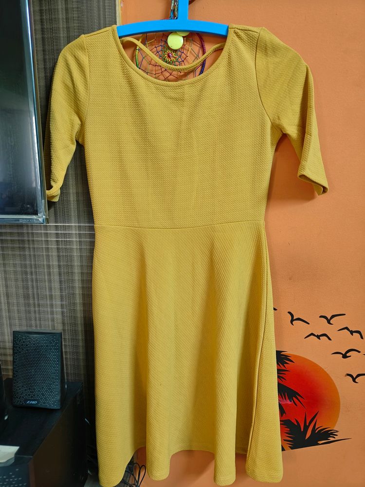 Mustard Colour Single Piece Dress