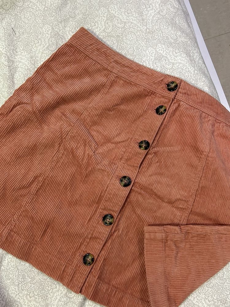 H&M Pink Corduroy Skirt