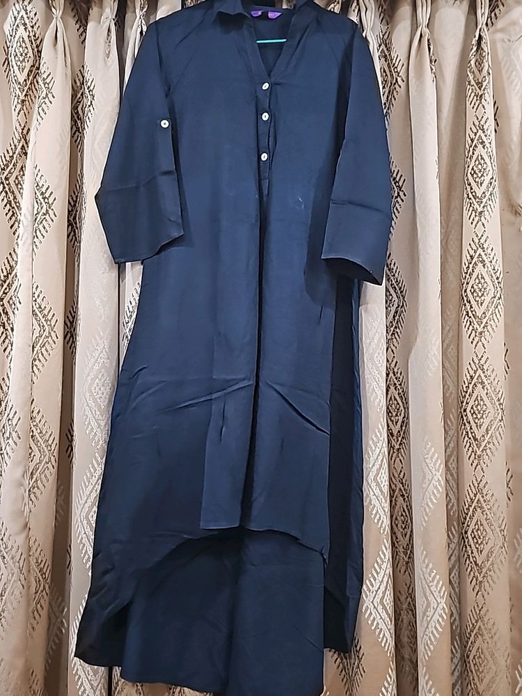 Black Uneven Kurta