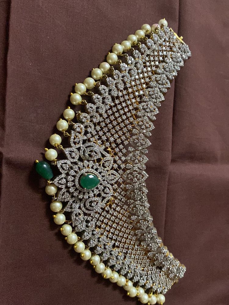 CZ CHOKER WITH PEARLS