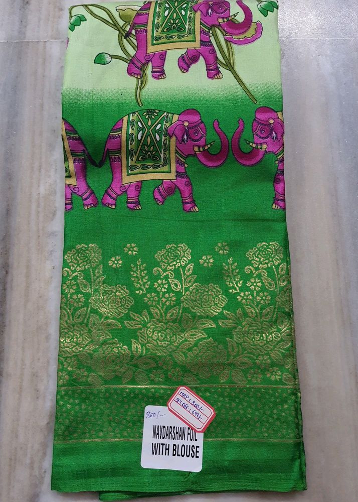 Light Green Dola Foil Saree