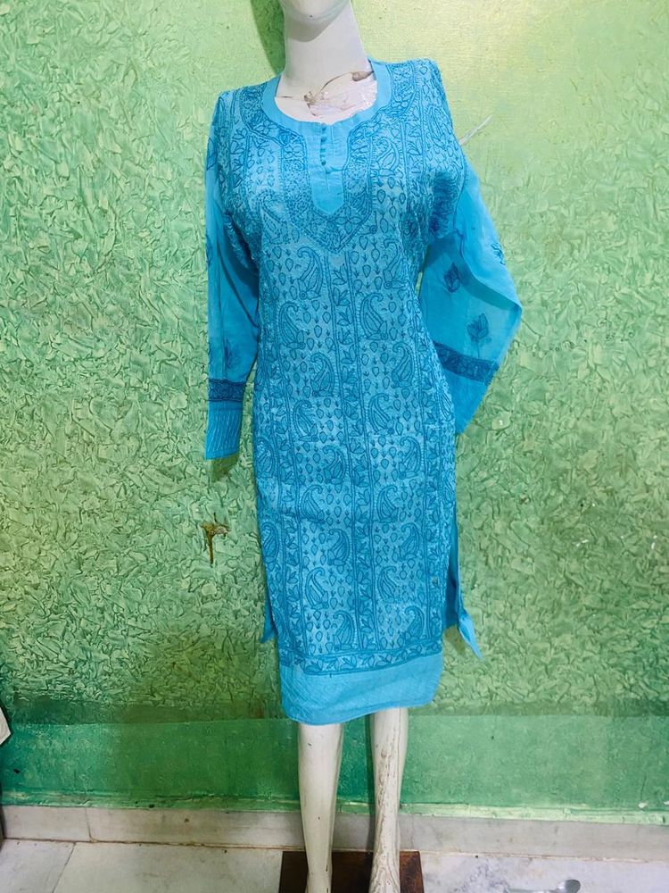 New Lakhnvi Blue Kurta