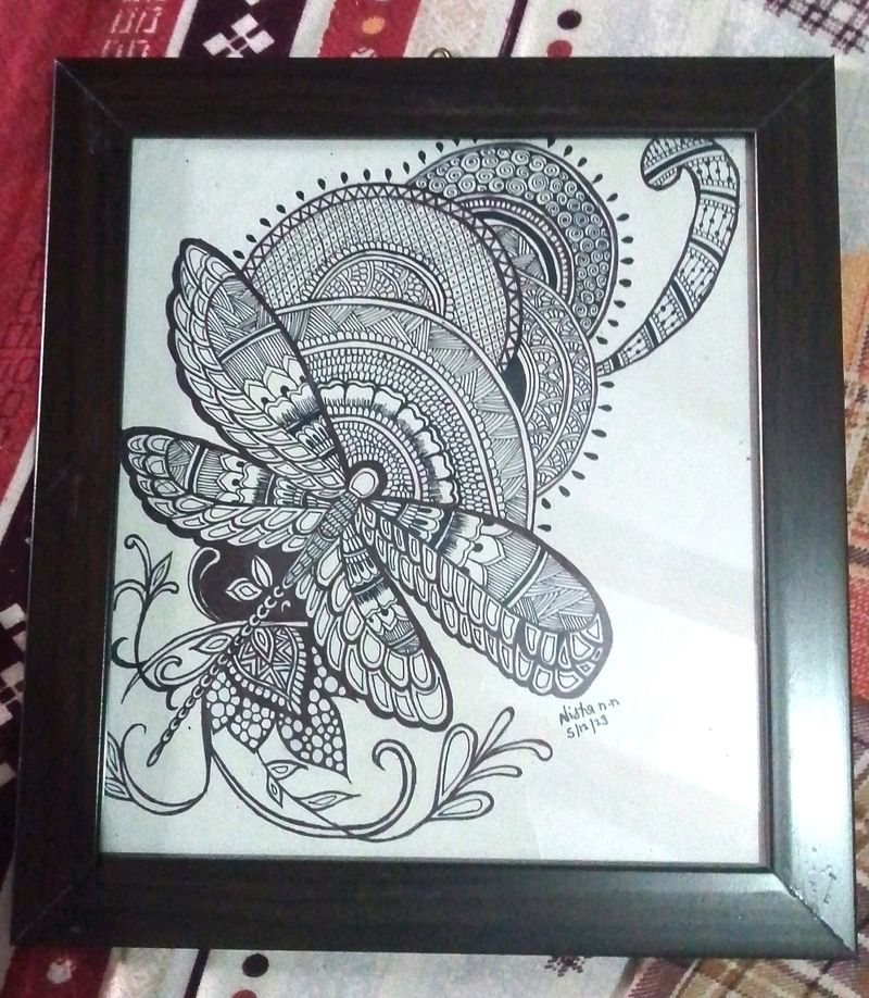 Black Pen Art Work Butterfly