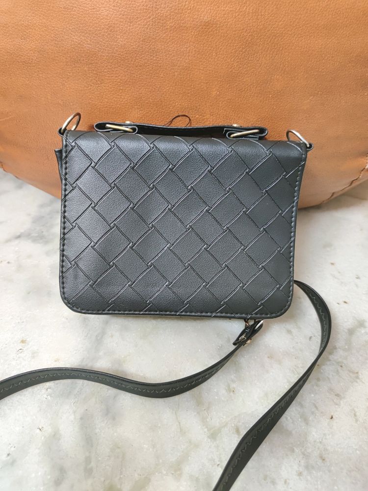 Black Patterned Sling Bag