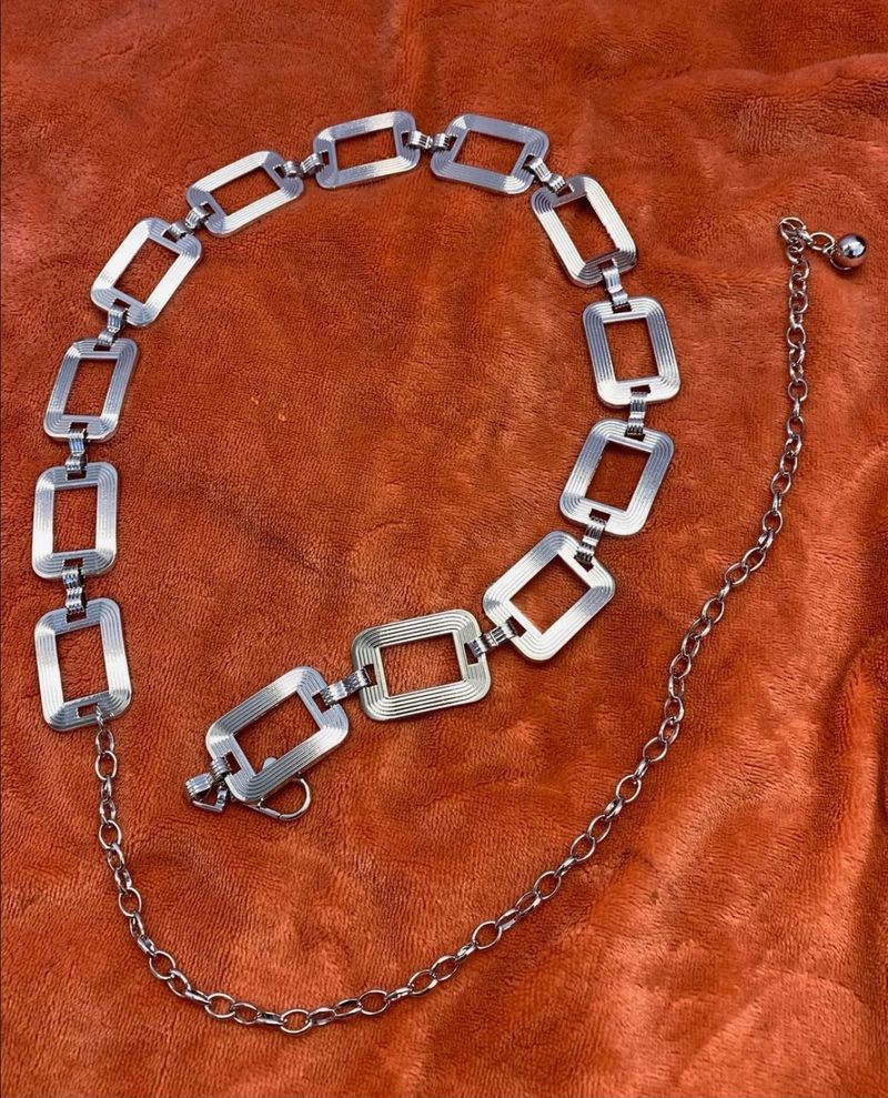 y2k silver waist chain belt