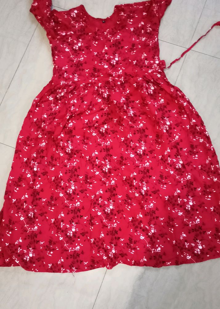 Red Floral Printed Kurti