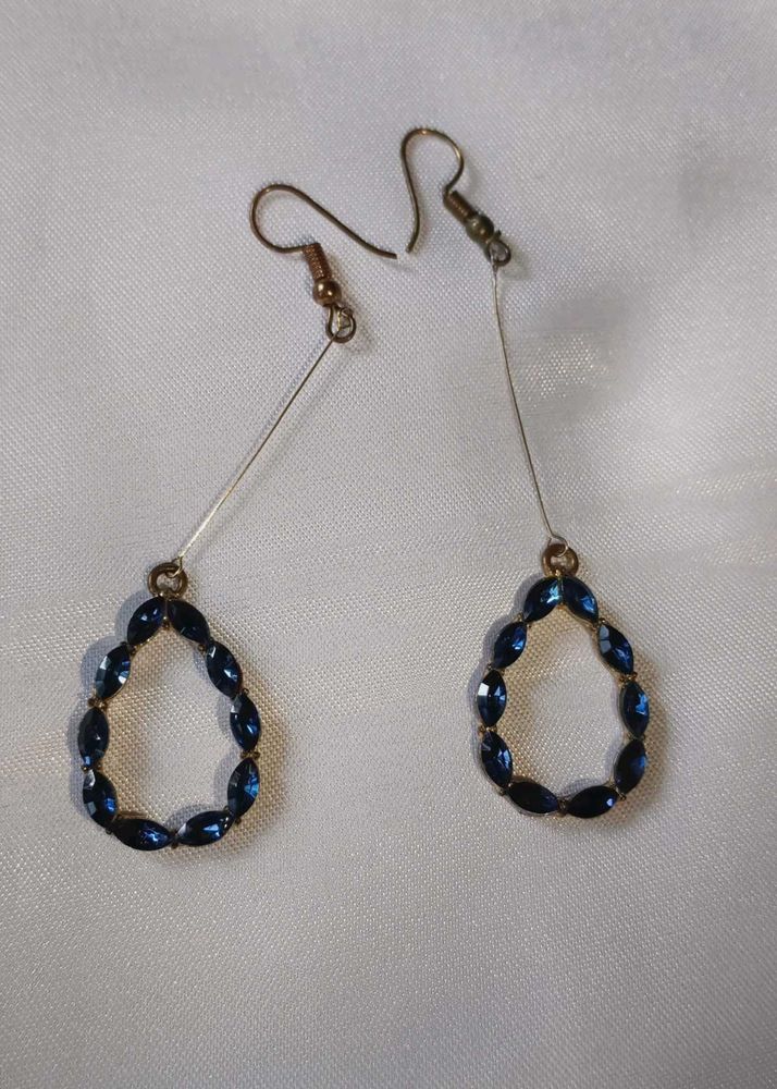 Bronze Plated, sapphire oval shaped earings.