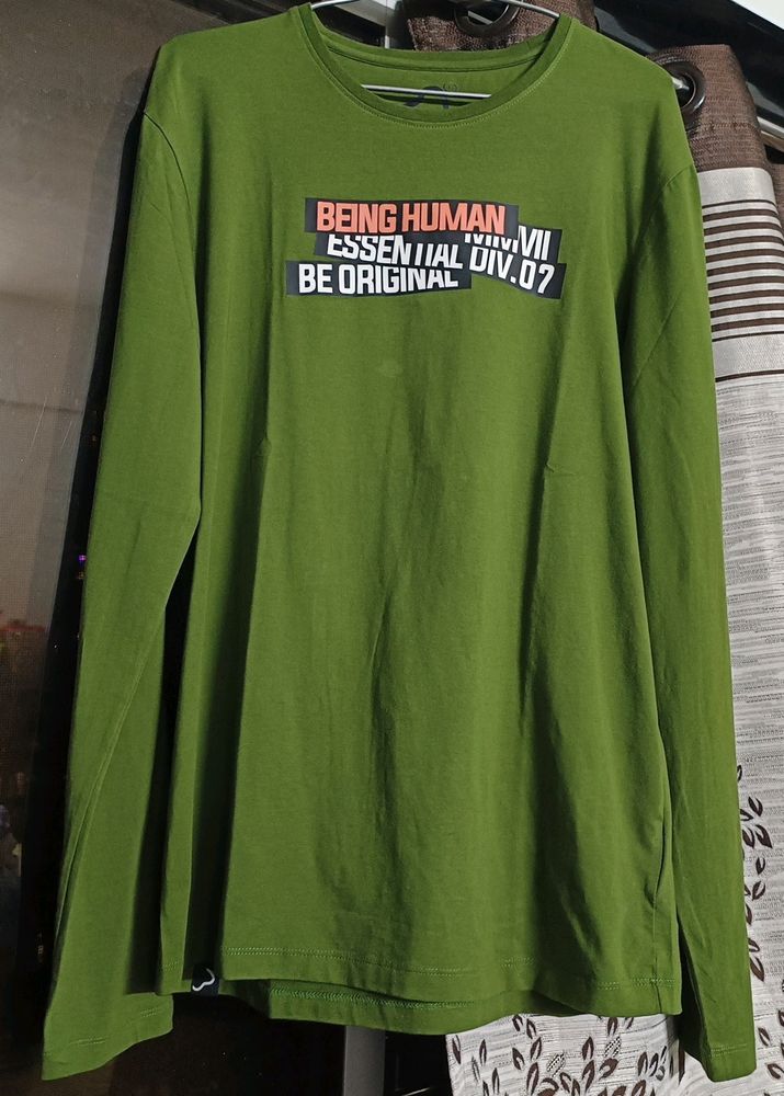 Being Human Olive Colour Boys Full Sleeves Tshirt