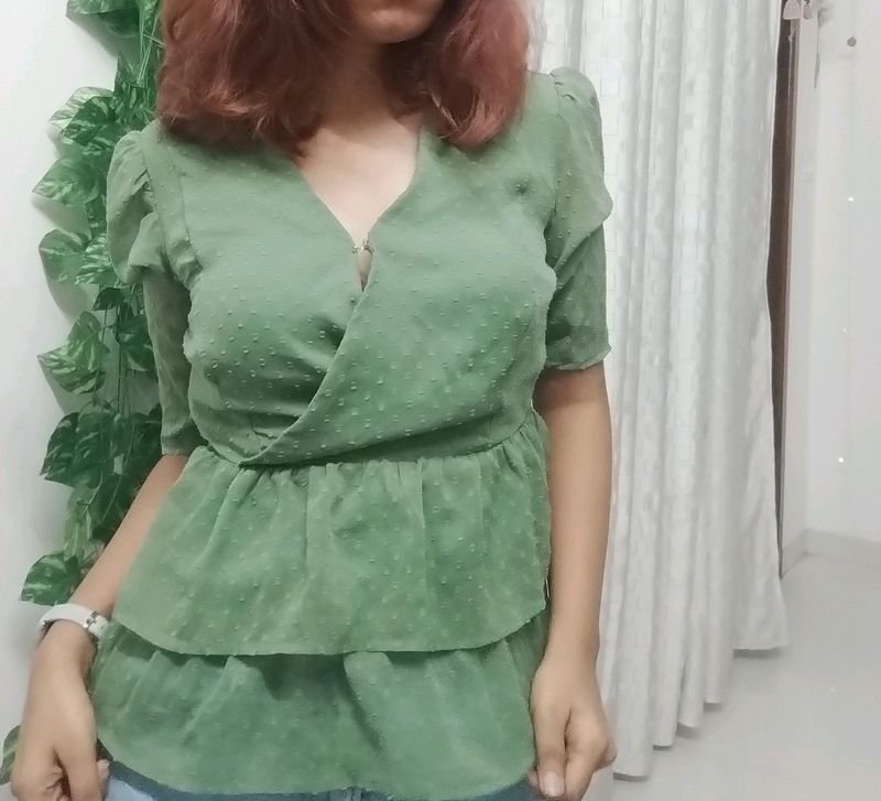 Faballey's A- Line Olive Green Top