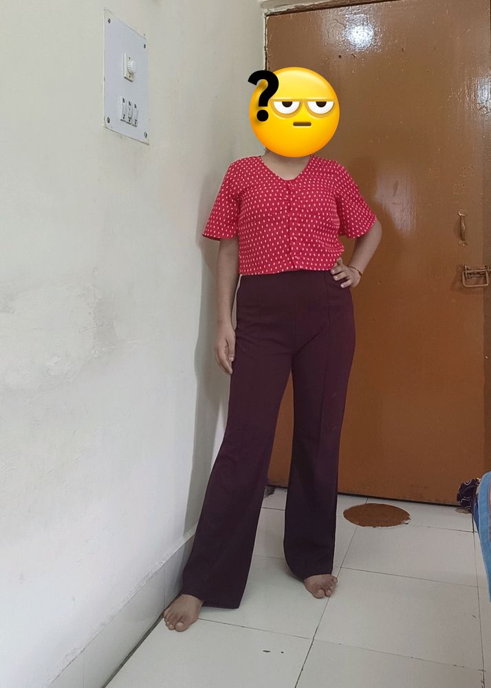 High Waisted Maroon Trouser