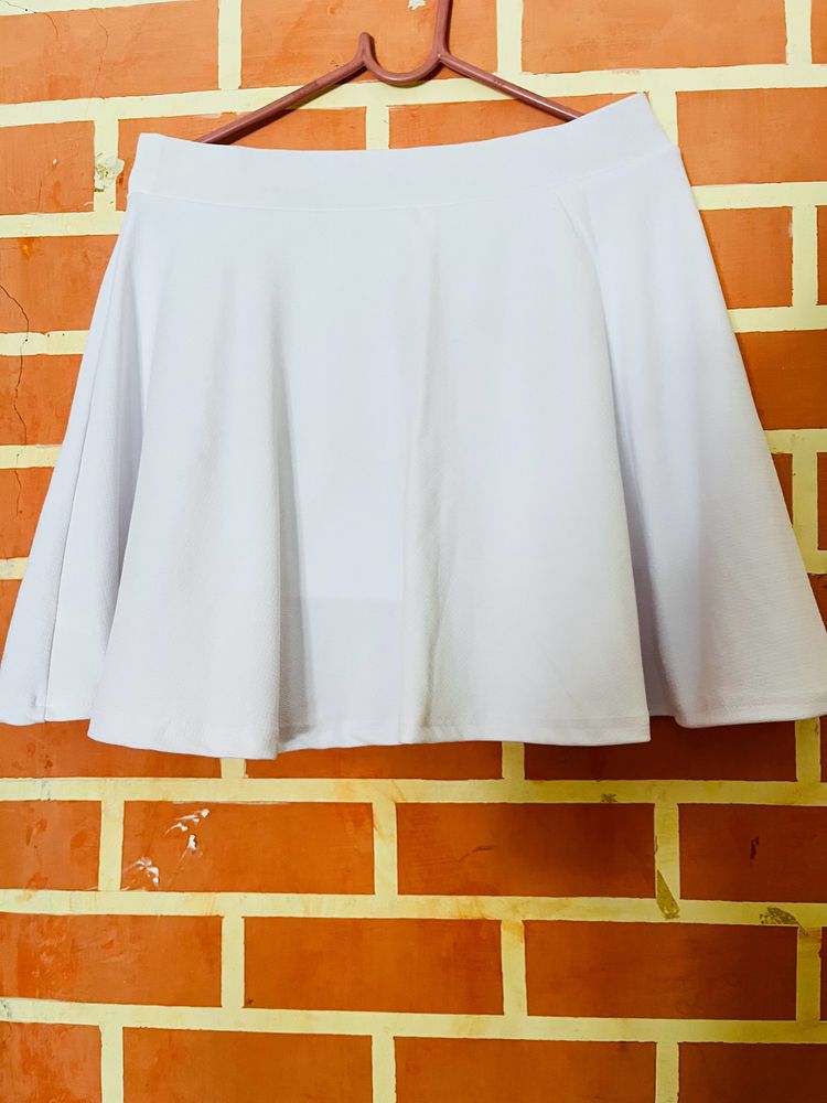 White Skirt With In-built Shorts