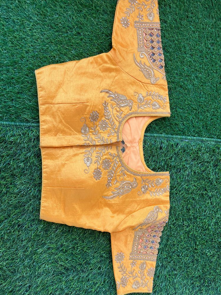 Mustard Yellow Designer readymade Blouse