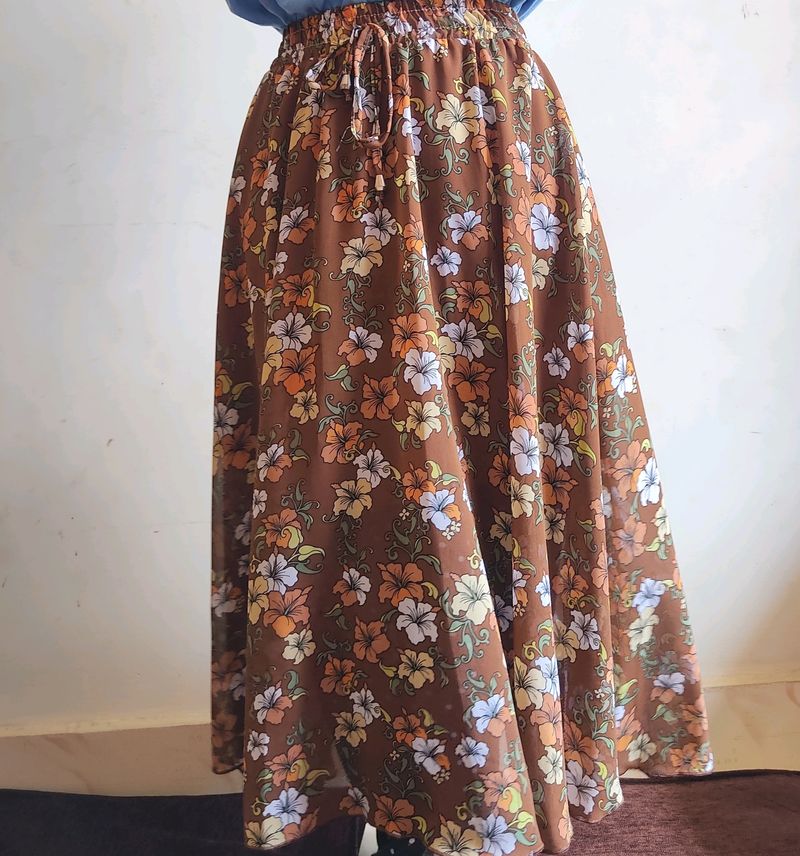 Floral Printed A- line Skirt