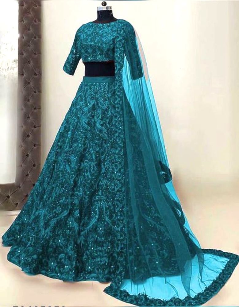 Unstitched lehnga with net dupatta