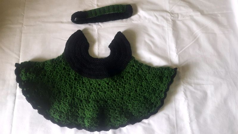 Woolen Frock And Haire Band For 0_3 Month Baby