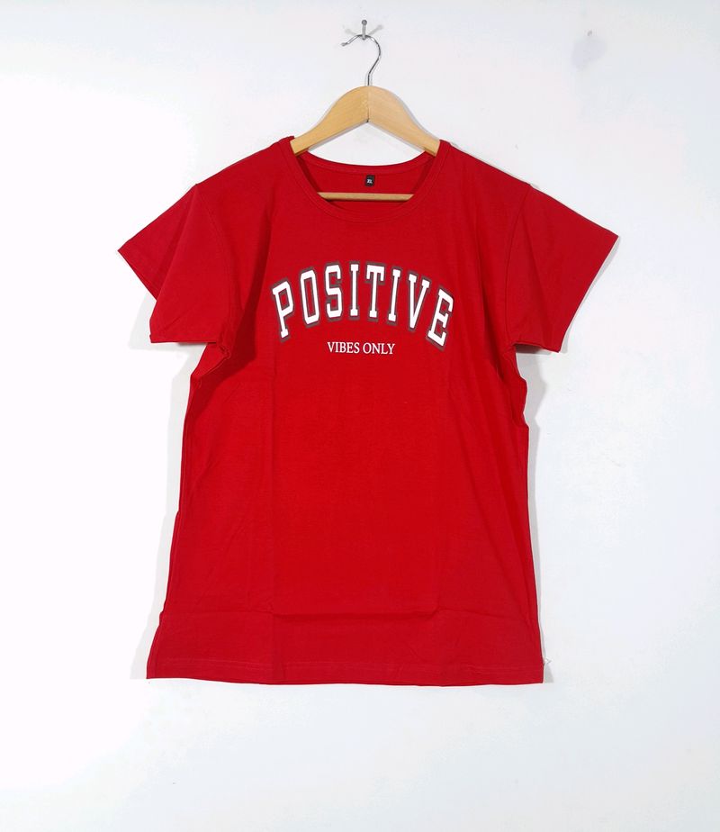 Red Round Neckline  T-Shirt(Women's)