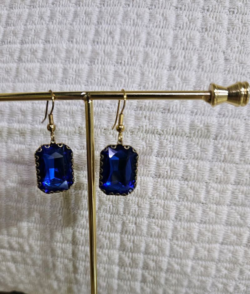 Sapphire Blue Crystal Earring