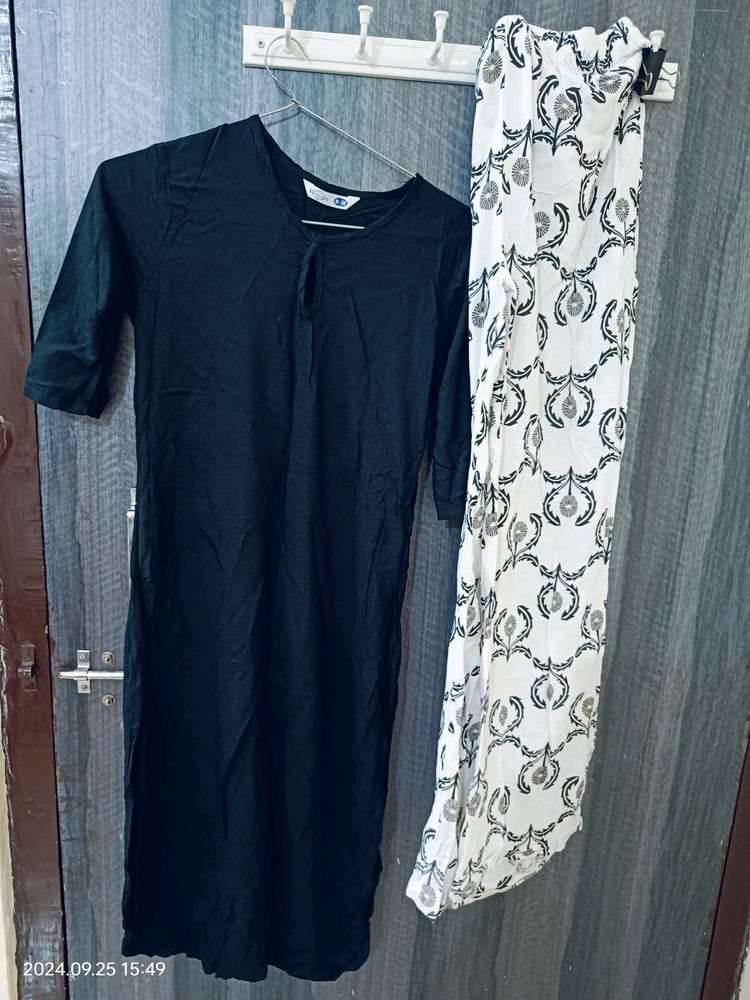 Black Kurta White Plazo