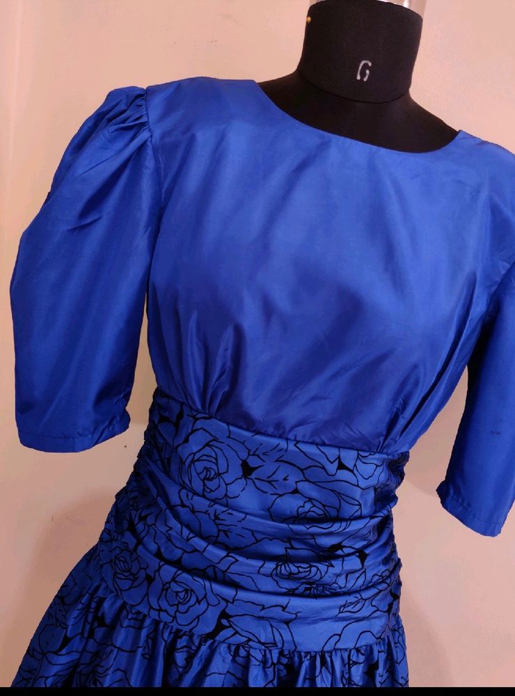 Party Wear Blue And Black Gown