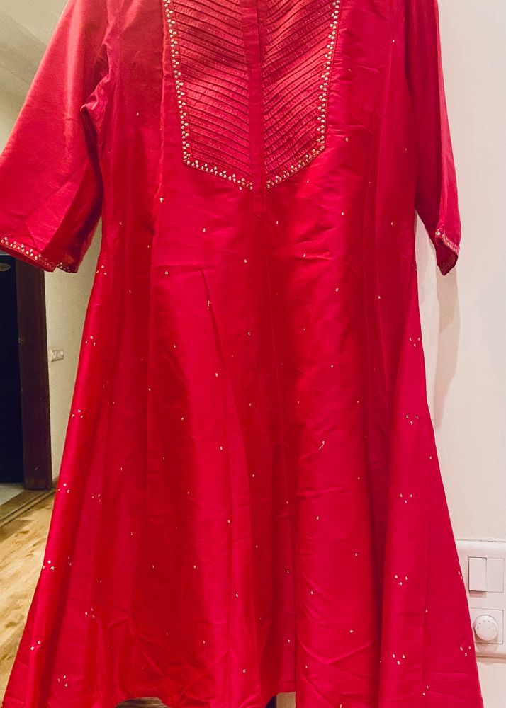 Rangmanch Fuschia Kurta With Silver Thread Work