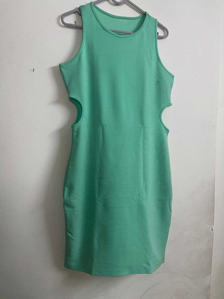 Cyan Green Side Cut Bodycon Dress