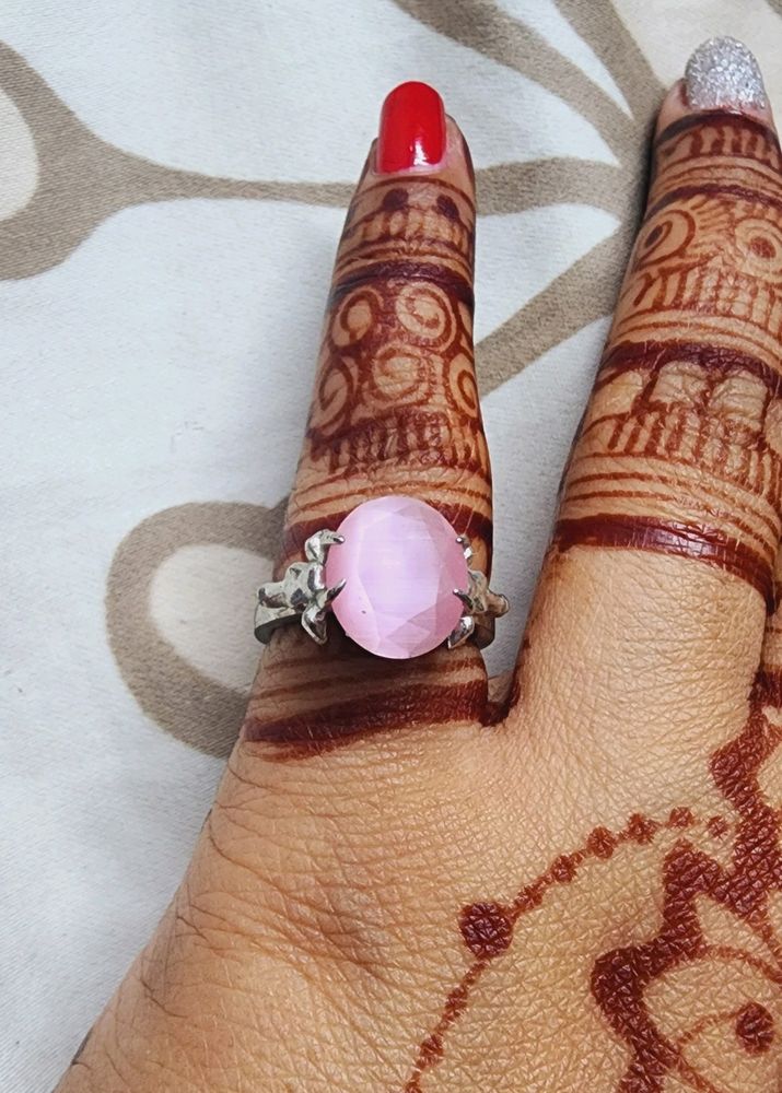 Baby Pink Stone Ring Size 7 Adjustable