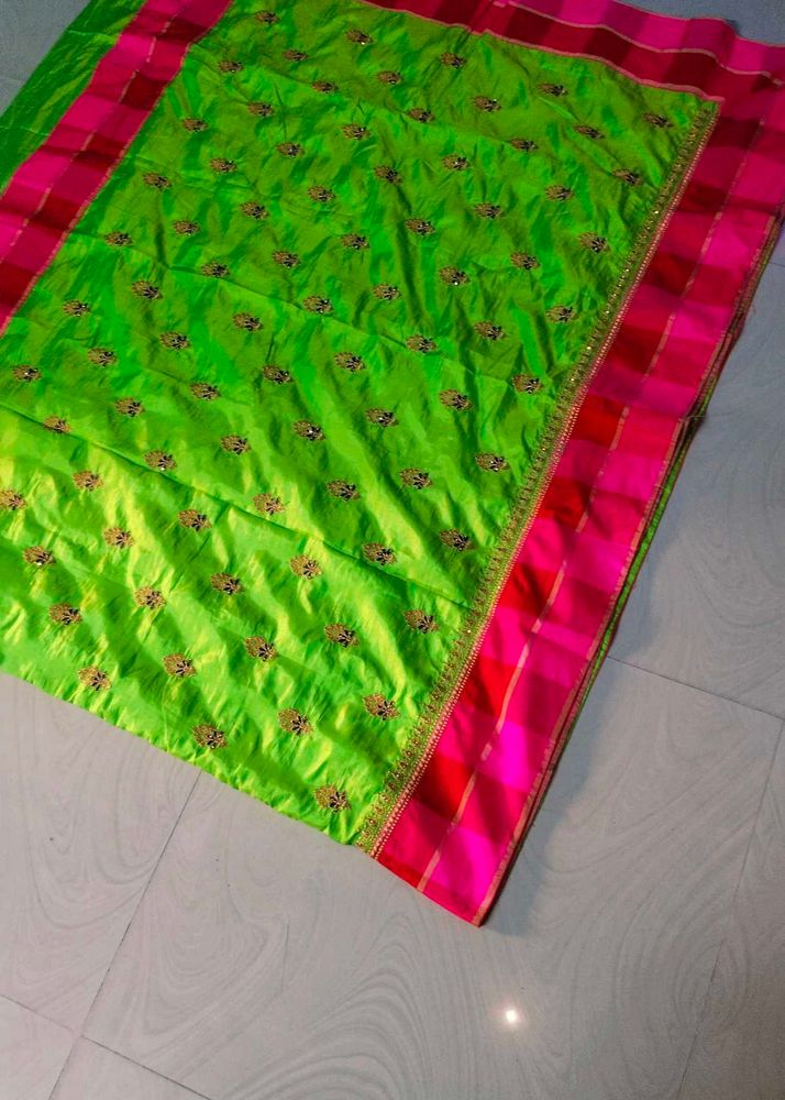 Green colour beautiful designer saree