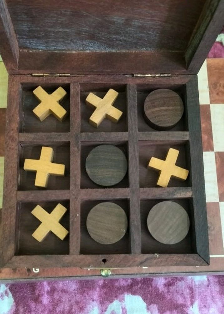 Tic Tac Toe Wooden Game Box