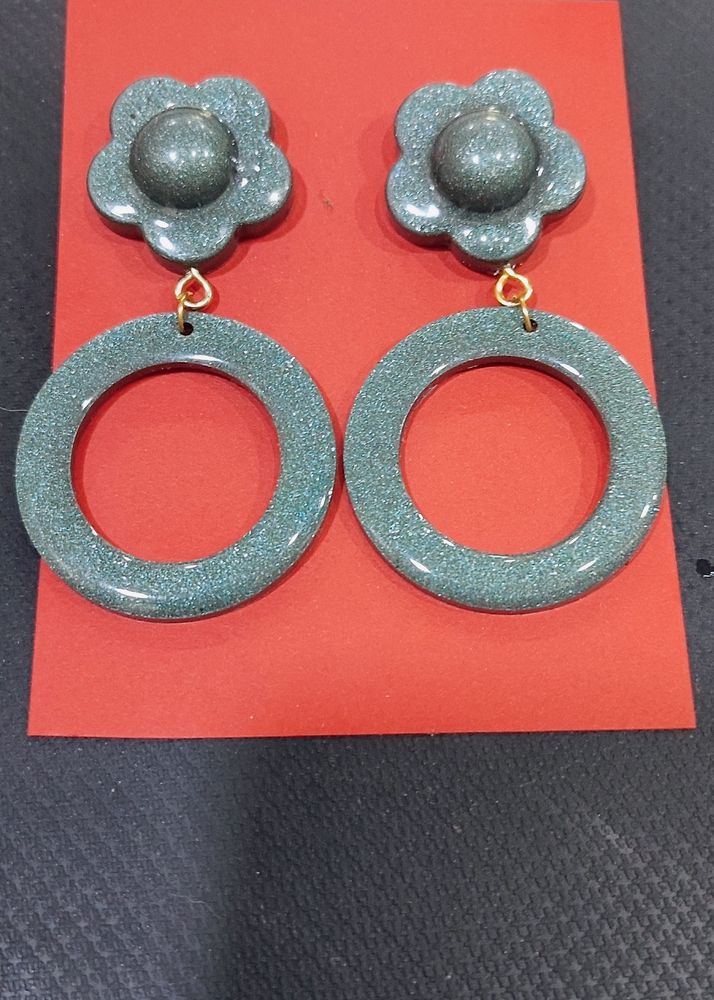 Grey Resin Earrings