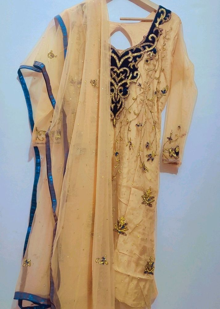 Golden Kurta With Dupatta PARTY WEAR