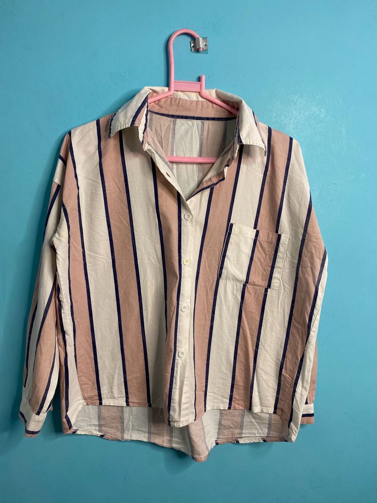 Vertical Stripes Loose Boyfriend Shirt