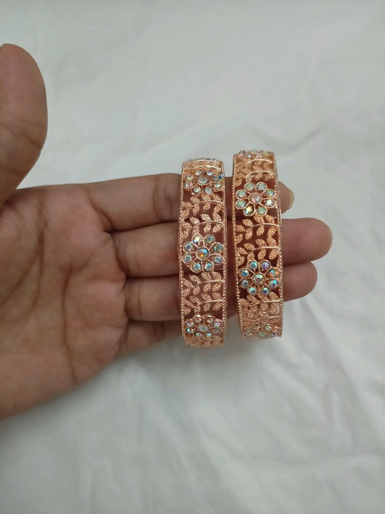 New Two Bangles Women Preach And Orange Colour