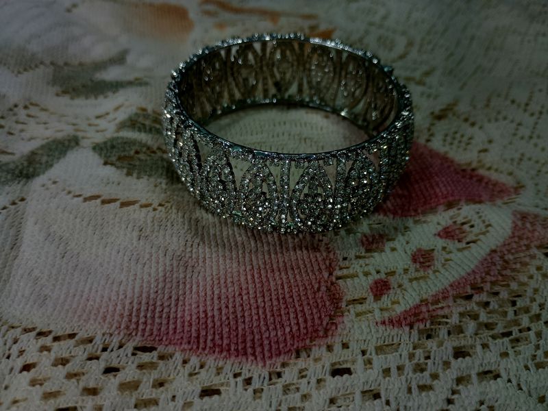 Silver Diamond Single Bangle.