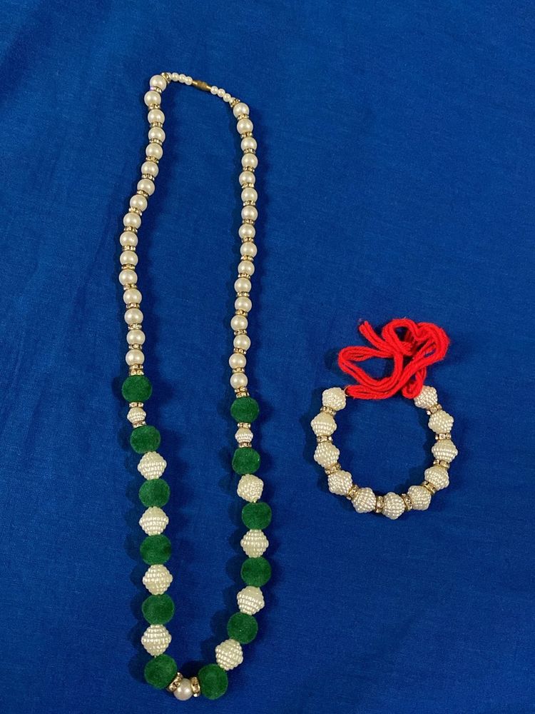 Stunning Beaded Long Chain With Hand Kada