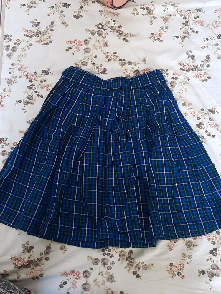 Piccolo Checked Pure Cotton Skirt