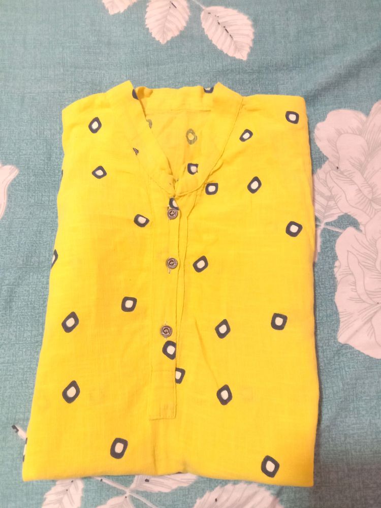 Yellow Bandhani Designed Formal kurti