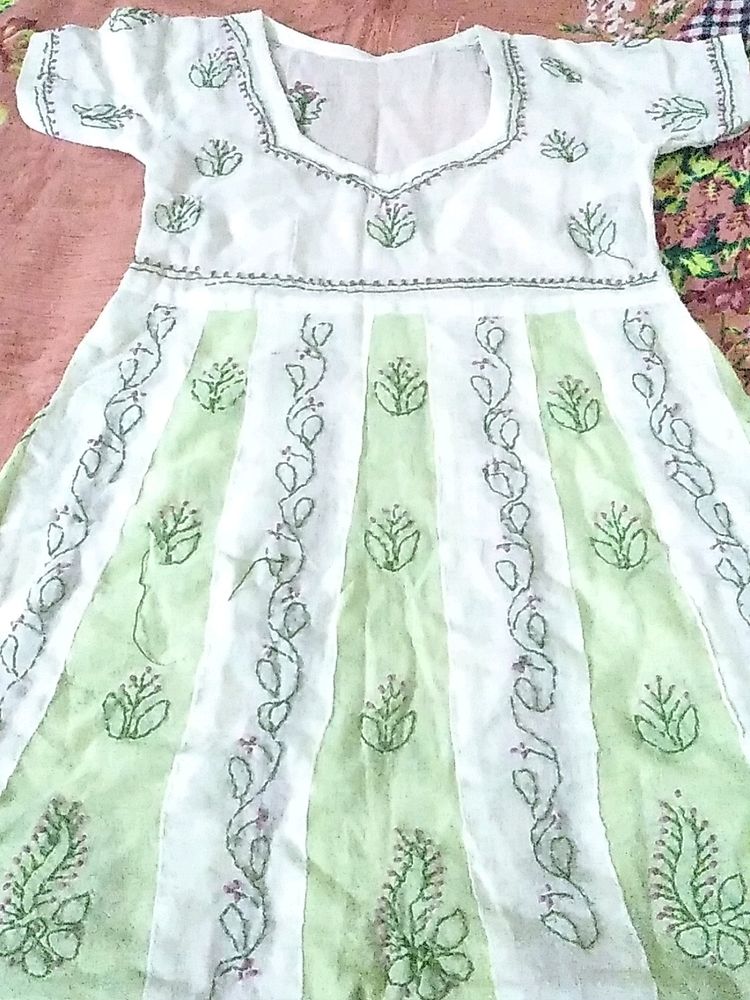 Little Girls Chikenkri Work Frock.