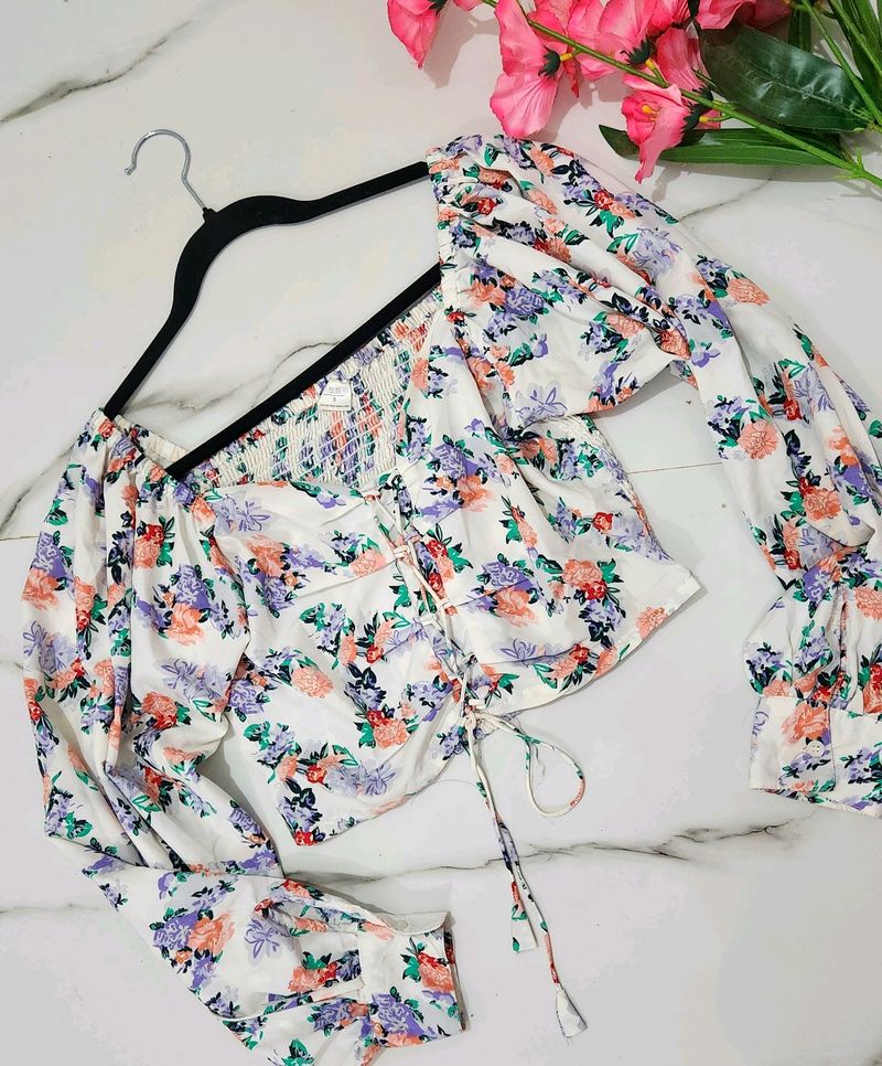 Retro Pleasant Floral Printed Top