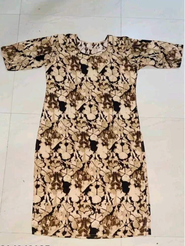 Printed Floral Print Design Women Kurta (Brown)