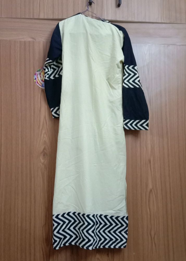 Cream With Black Colour Kurta Used Rarely