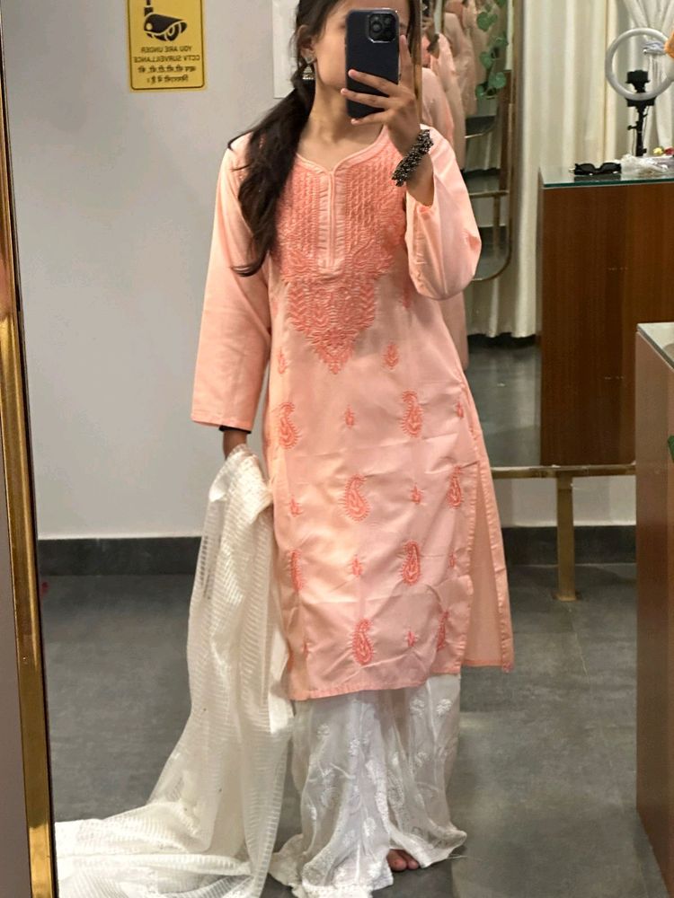 Pink Machine Chikankari Work