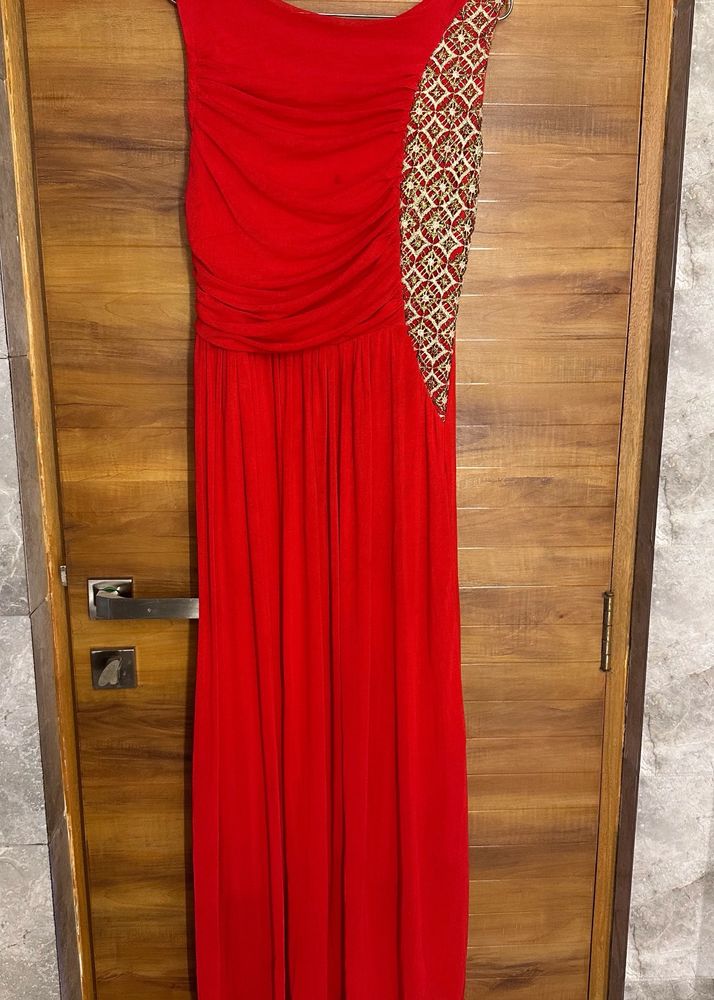 Red Partywear Festive Gown