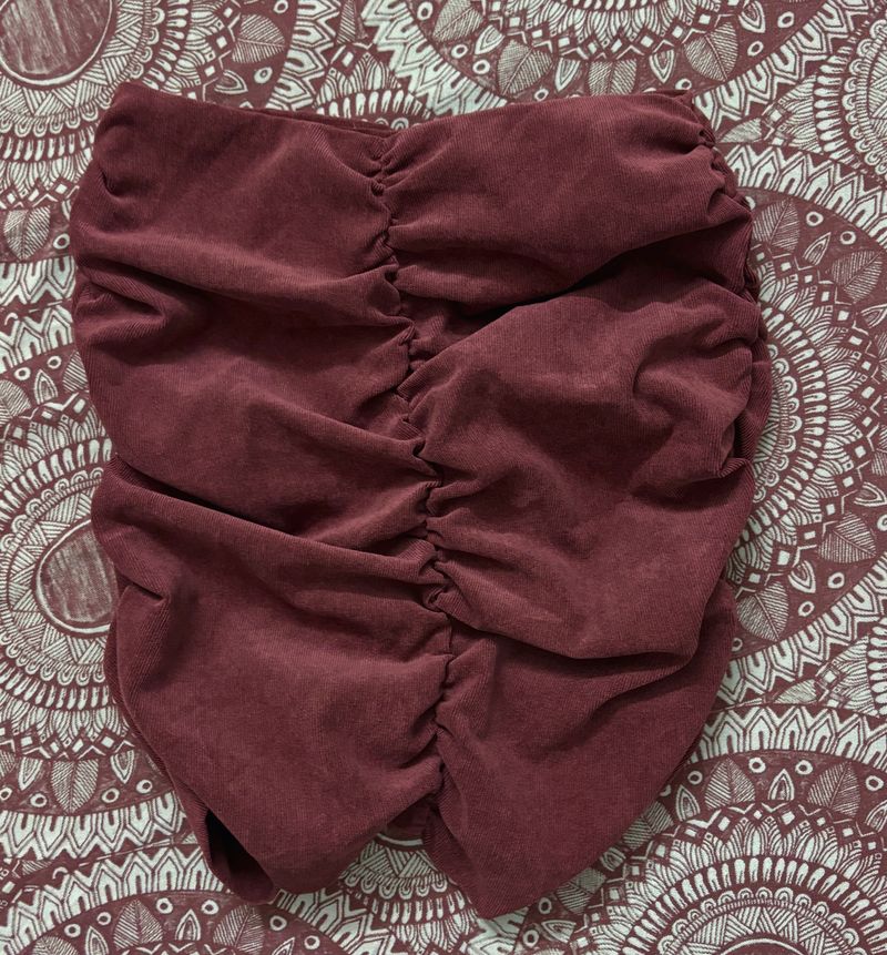 ZARA Brand New Velvet Ruched Skirt