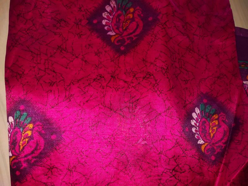 Art Silk Saree... Rani Pink Color, Not Used