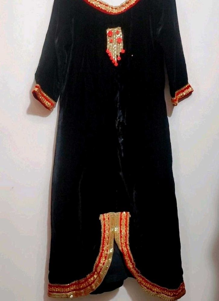 Black Velvet Partywear Kurti For 34 Bust