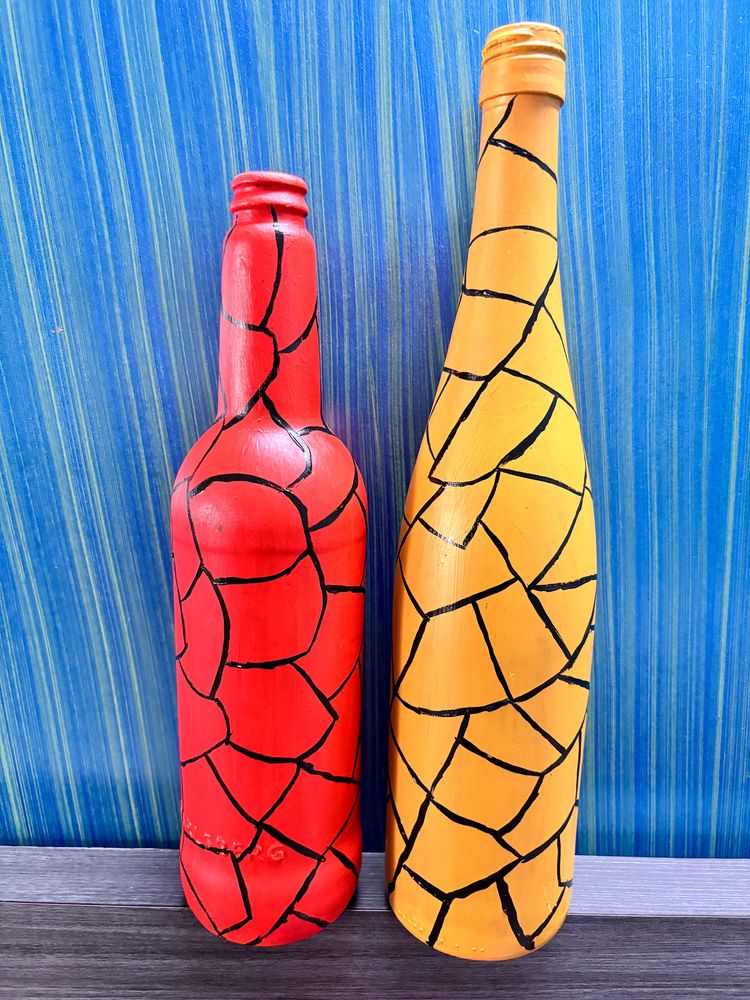 Handpainted glass bottles