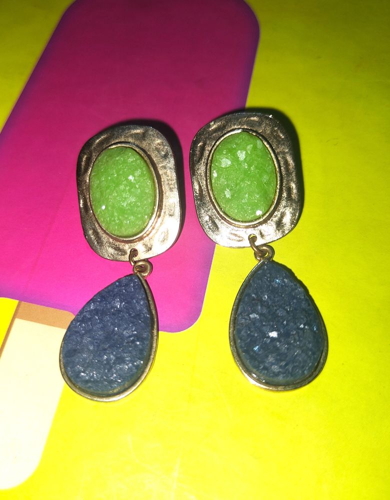 Green And Blue Stone Earrings